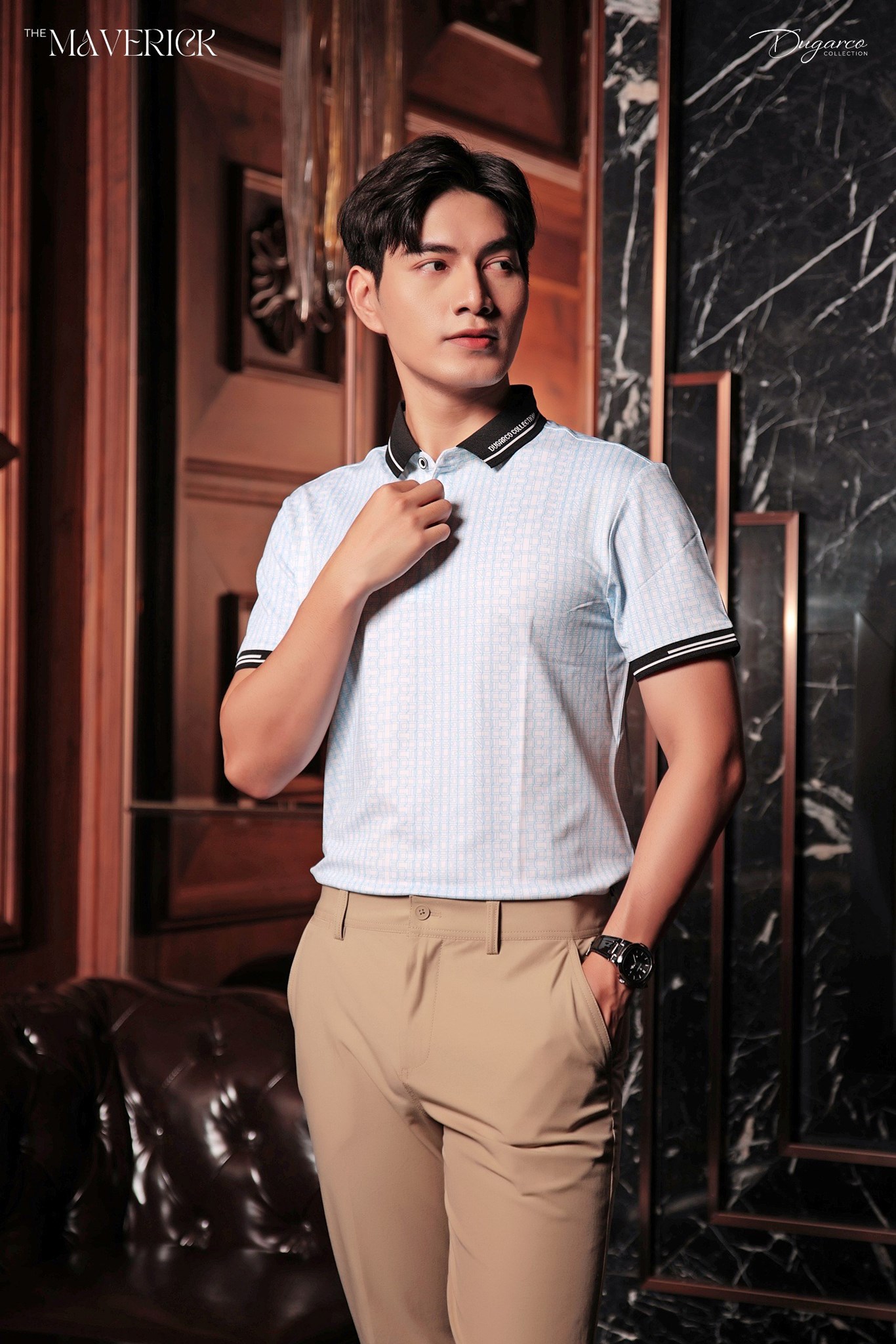 Ảnh của Áo polo nam Maverick hoạ tiết Dugarco - 228PLS22110