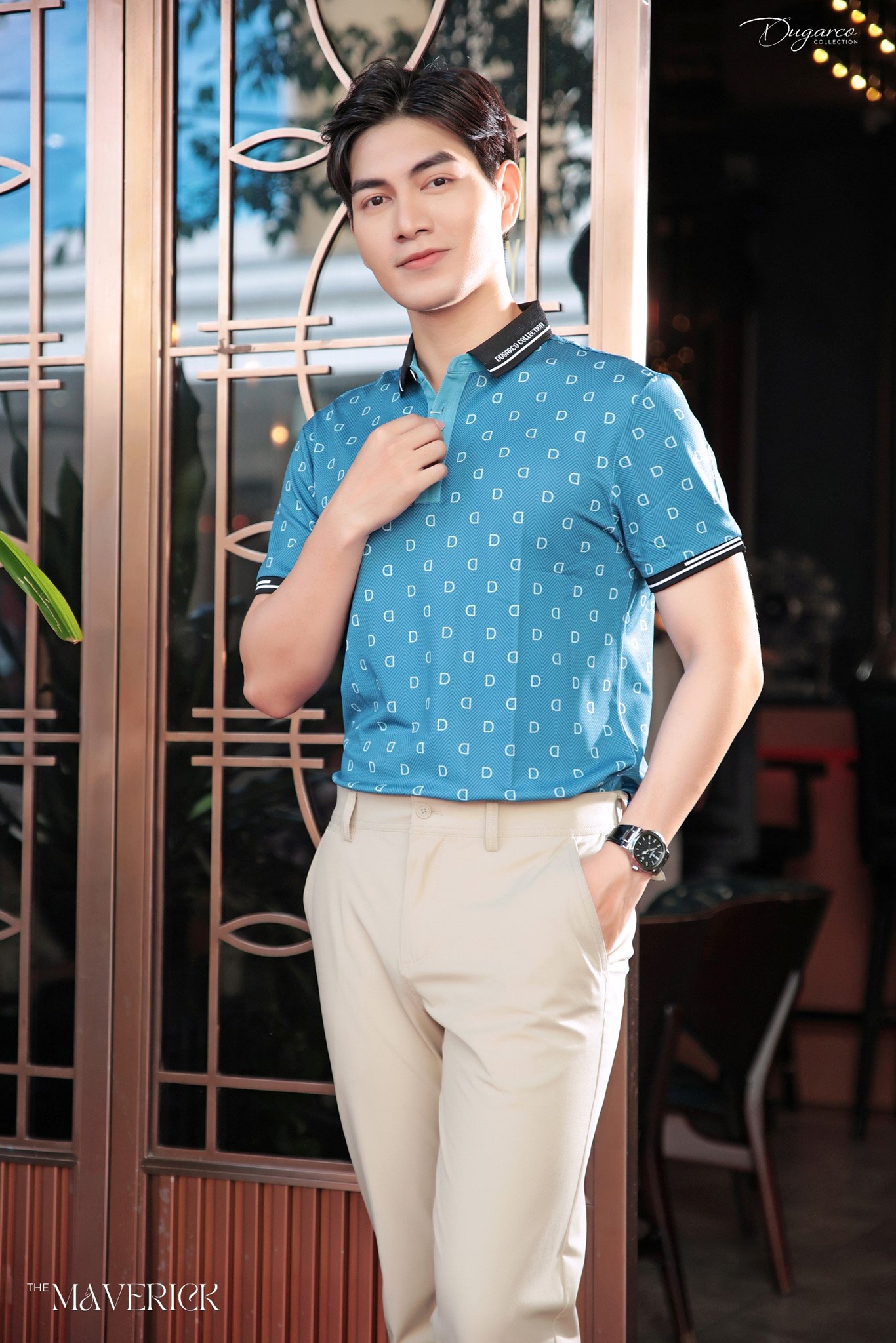 Ảnh của Áo polo nam Maverick hoạ tiết chữ D - 228PLS22112